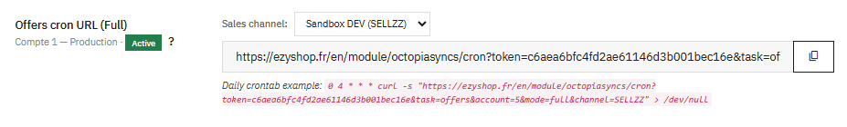 Offers cron URL (Full)