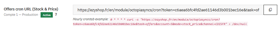 Offers cron URL (Stock & Price)