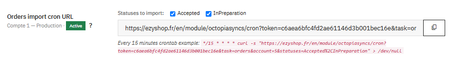 Orders import cron URL