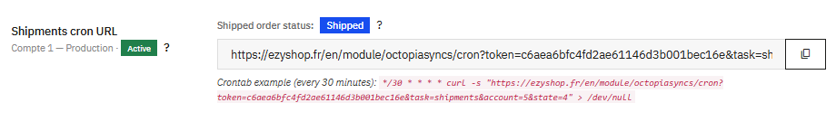 Shipments cron URL