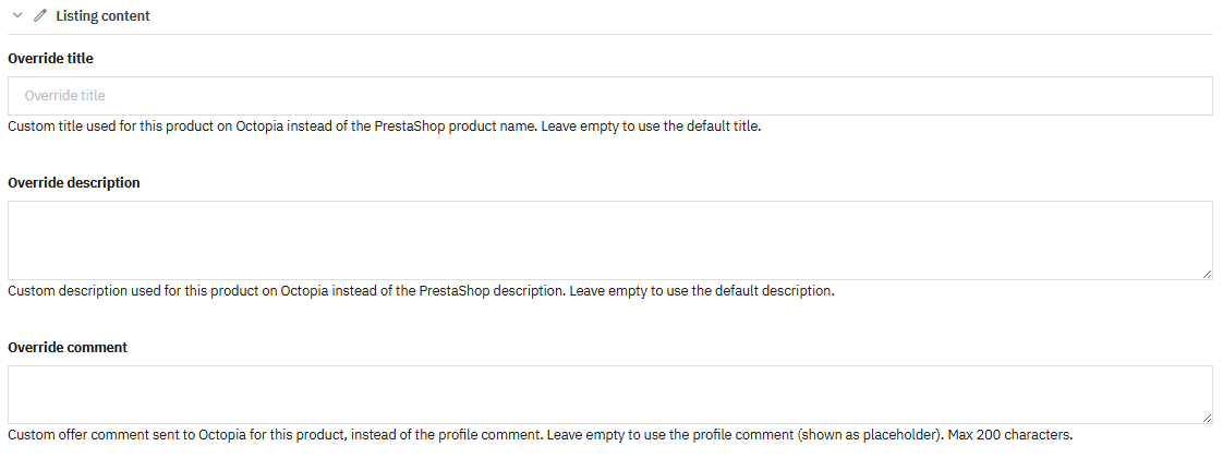 Listing content
