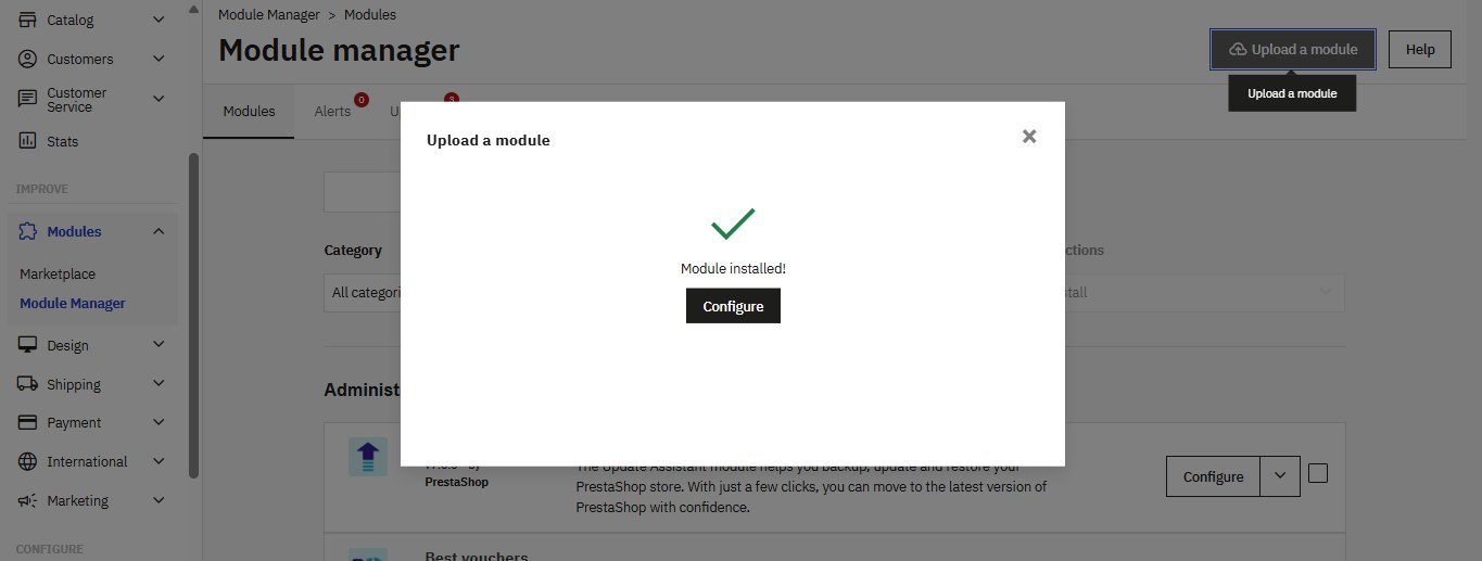 Módulo instalado — botón Configurar