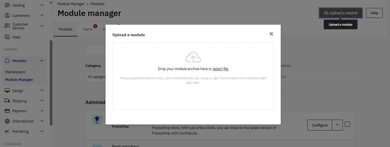 Subir un módulo — Gestor de módulos de PrestaShop